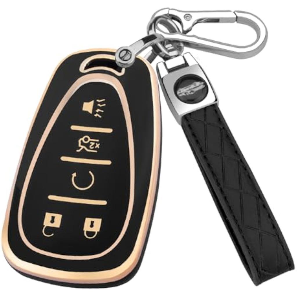 Für Chevy Autoschlüsselhülle mit Schlüsselanhänger, Weiche TPU-Schlüsselhülle Schale Vollschutz für 2016-2021 Chevy Equinox Malibu Camaro Cruze Blazer Traverse Trax