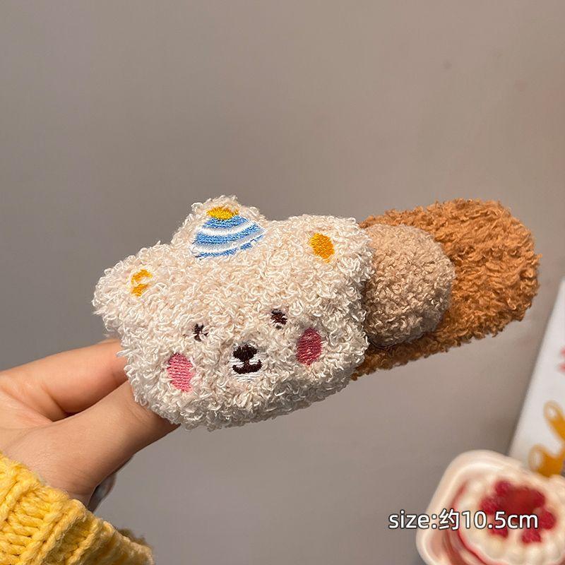 Cartoon Plush Bear Hair Clip For Women Girl Fashion Large Duckbill Clip Sweet Cute Girl Side Clip Hairpin Hair Accessories