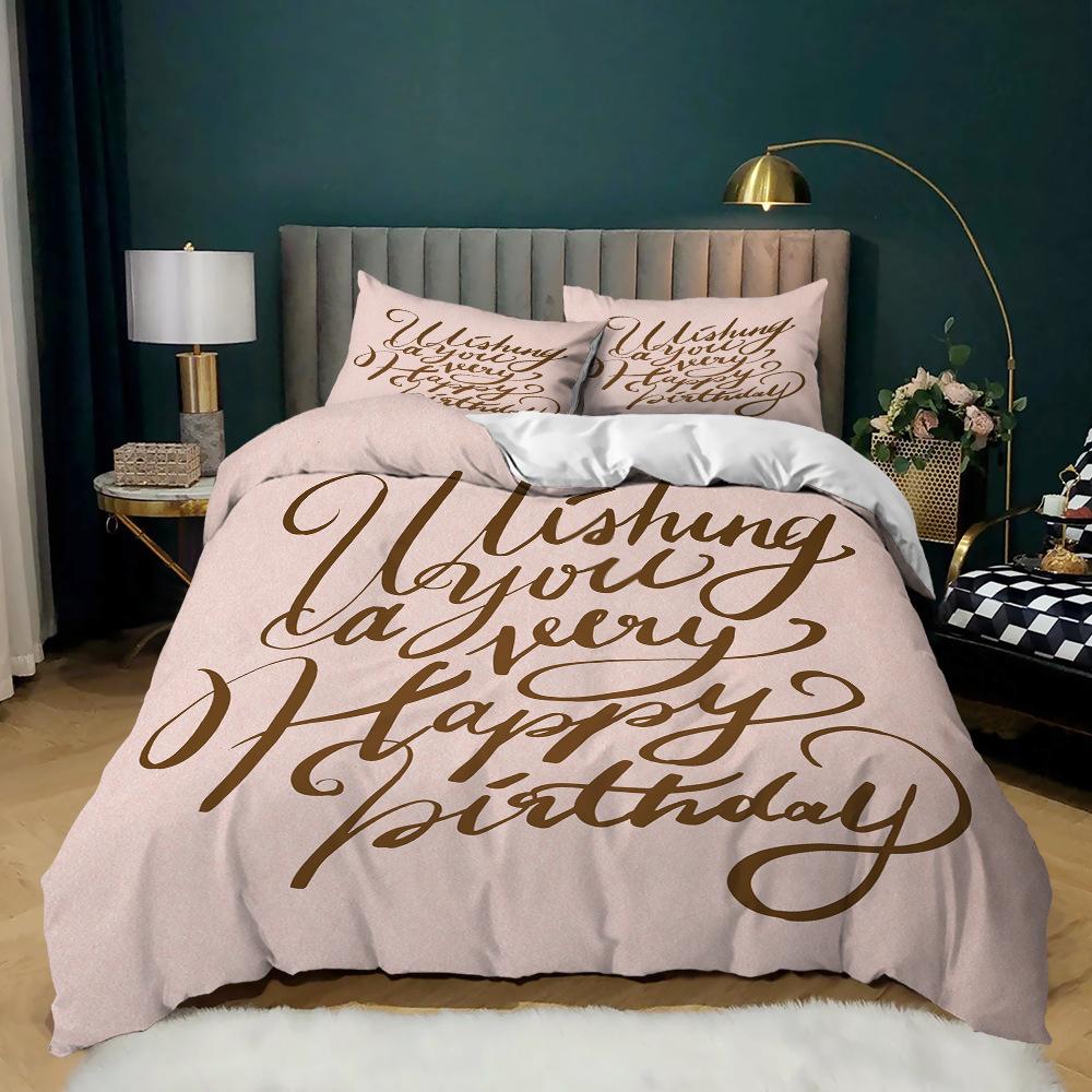Zestaw poszwy na kołdrę Happy Birthday King Mikrofibra Happy Birthday To You Motyw Świąteczny Zestaw Pościeli Miękka Poszwa na Kołdrę w Rozmiarze Queen King