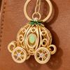 Pumpkin Carriage Keychain Fairy Tale Pumpkin Coaches Key Ring with Rhinestones Enamel Sparkling Car Accessory for Women Girls
