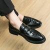 Luxury Men Dress Shoes Genuine Leather Crocodile Print Wedding Black Iron Buckles Business Office Slip On Mens Rubber Sole Shoes