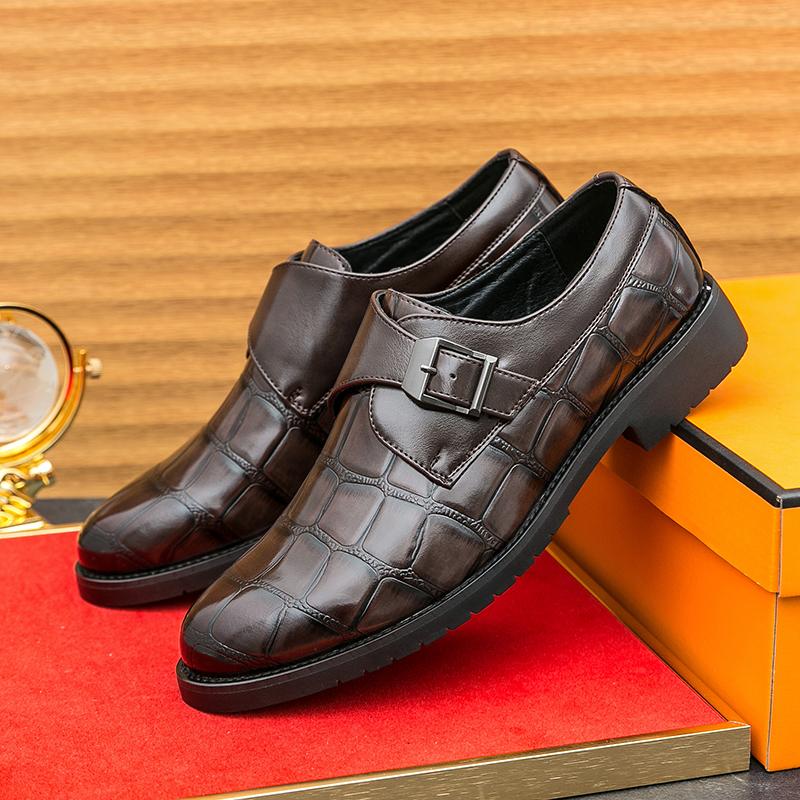 Men Retro Formal Shoes PU Side Buckle European and American Business Fashion High-quality Loafers Size 38-46 Men Shoes
