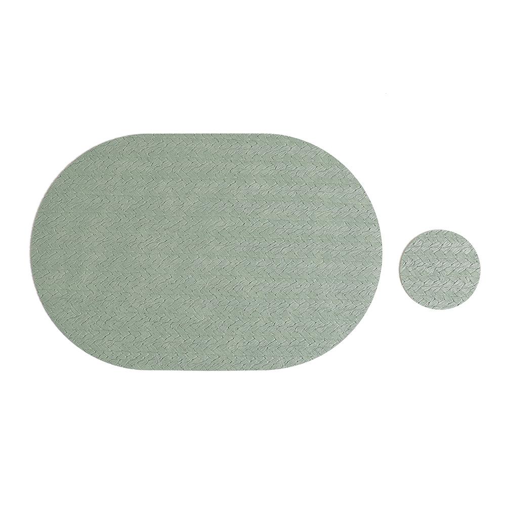 Nordische ins ovale lederen placemat Westerse maaltijd huishoudelijke eettafelmat Rijstkorrelpatroon milieubescherming anti-verbranding warmte-isolatie mat
