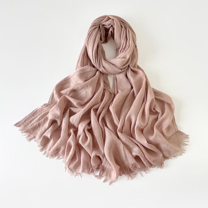 Summer Versatile Cotton and Linen Scarf Shawl Lengthened Solid Color Yarn Shawl Sunscreen Shawl Simple Scarf Silk Scarf Women