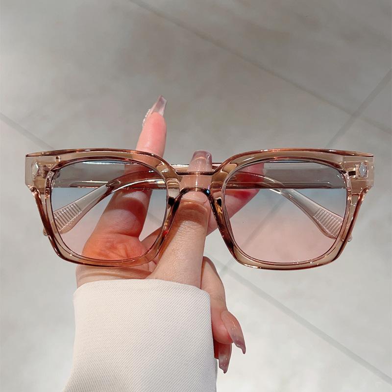 Vintage Luxury Brand Designer Double Color Square Sunglasses Women For Men Sun Glasses Punk Popular Rivet Outdoor Matte Shades