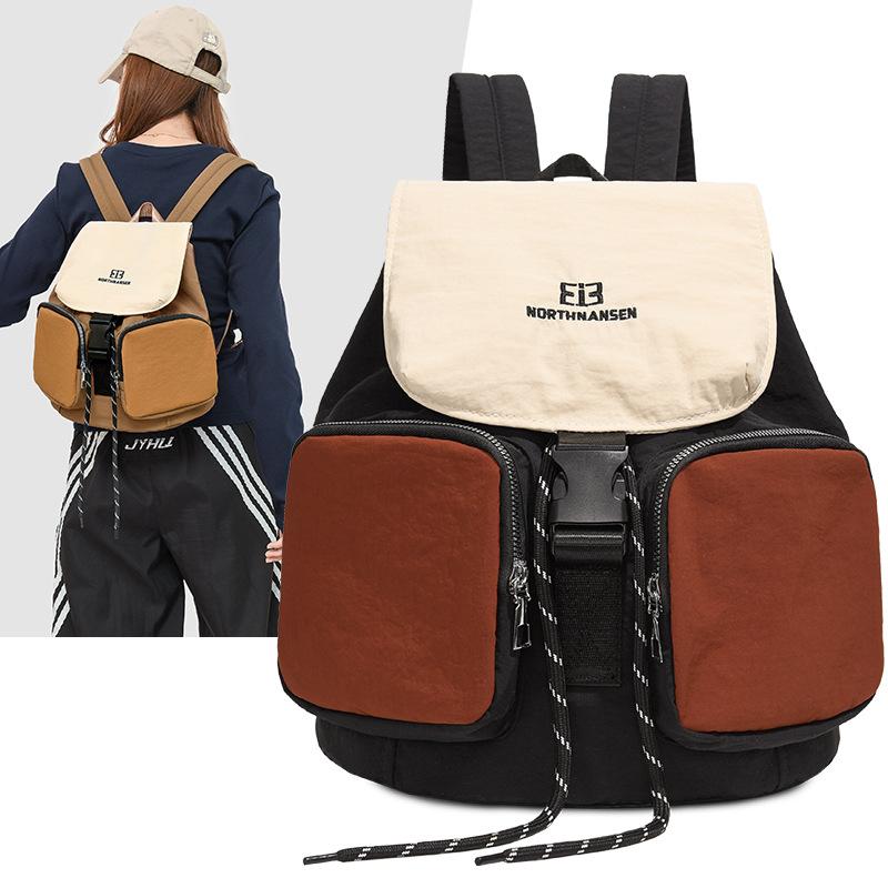 Color Block Student Schoolbag Men's Backpack Women's Large Capacity Multi-Pocket Backpack