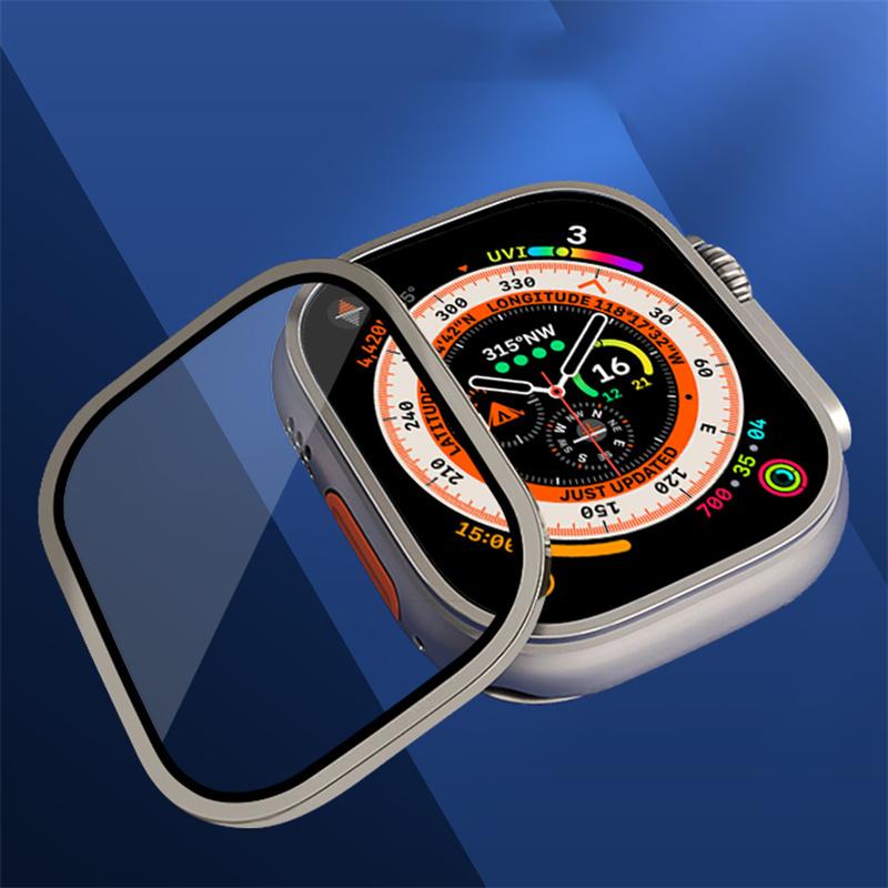 Aluminium Alloy Case+Tempered Glass for Apple Watch Ultra 2 49mm Anti-Scratch Screen Protector for iWatch Ultra 49mm Cover Film