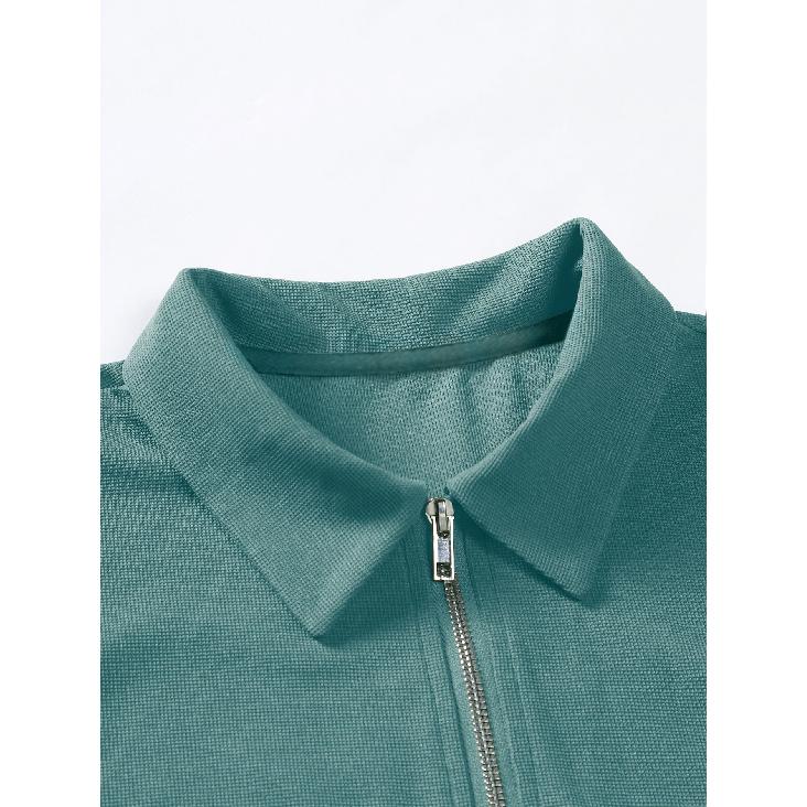 Men'S Summer Sports And Fitness T-Shirt Casual Lapel Short-Sleeved Half-Zip Polo Shirt Man