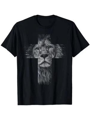 Jesus Lion of Judah Christian Religious Cross T- Shirt
