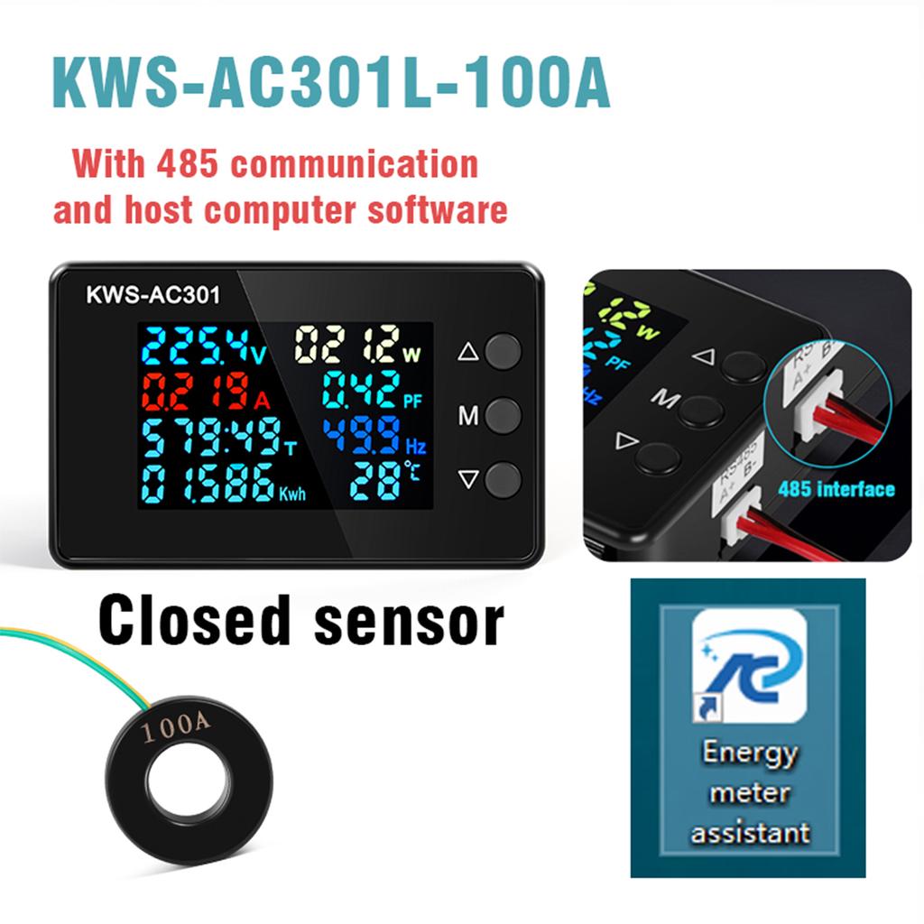 KWS-AC301 Wattmeter Strommessgerät Voltmeter Multimeter Tester Leistungsanalysator LED AC Stromzähler 0-20/100A Detektor