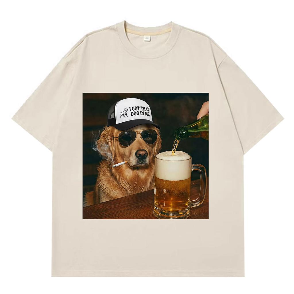 T-shirt Grafica Divertente Cane Meme Birra Unisex Unisex Moda Vintage T-shirt Estiva Manica Corta Larga Casual Cotone T-shirt