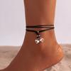 Personalized Pull Rope Wax Thread Multi-Layer Foot Decoration, Creative Niche Star And Moon Peach Heart Pendant Anklet