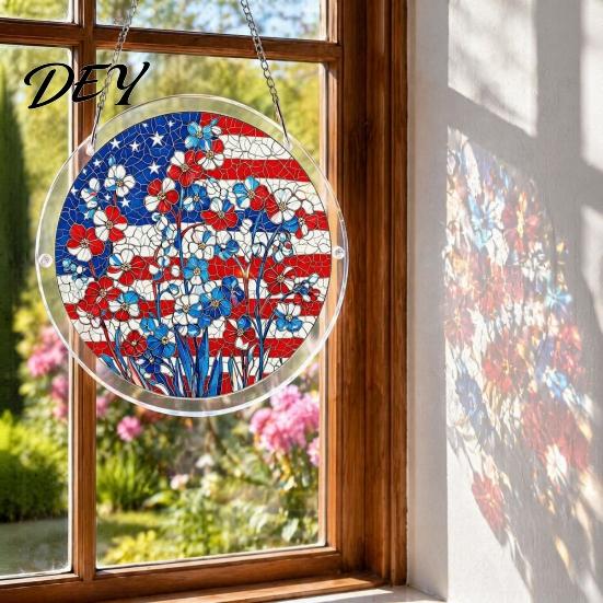 Non Fragile Glass Alternative 7.48 Inch Circular DIY Puzzle Suncatcher, Acrylic Stained Style Window Hanging Ornament, Unique Hobby Gift Waterproof