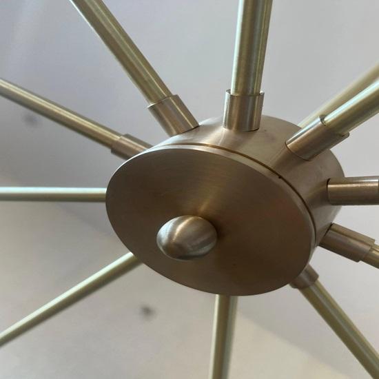 Mid-Century Modern Sputnik Kronleuchter Messing Diabolo Stil 10-Armige Stilnovo-Inspirierte Leuchte Esszimmer Wohnzimmer Deckenleuchte