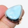 Natural Larimar Gemstone 925 Solid Sterling Silver TwoTone Gift Ring S.8 y3Q52