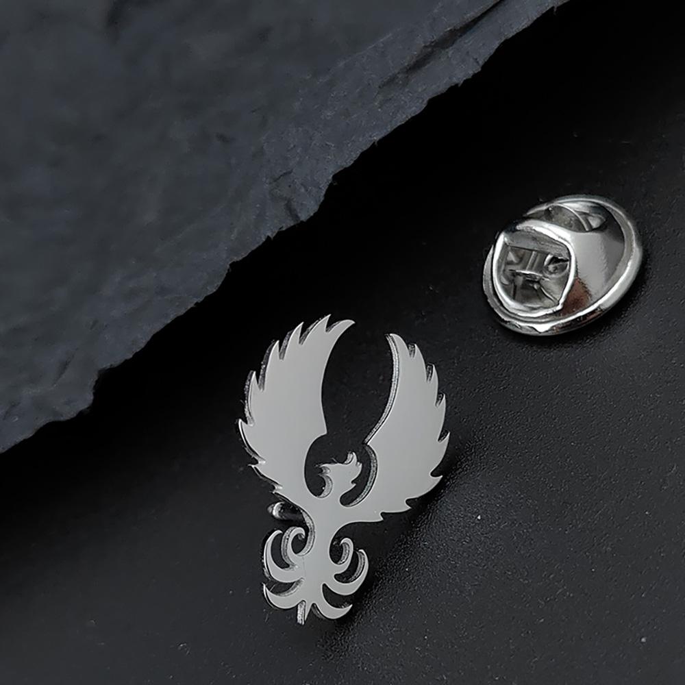 Retro Phoenix Male Brooches Gold Plated Stainless Steel Animal Lapel Pins Men's Jewelry Clothing Accessories Husband Gifts