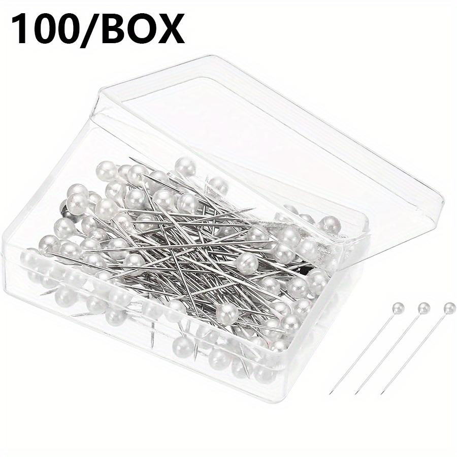 

100pcs/box Round Pearl Head Needles 3cm White Dressmaking Pins Stitch DIY Straight Push Sewing Tools Household Positioning JXB