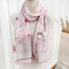 Thin Soft Long Chiffon Scarf Flower Print Beach Scarves Sun Protection Scarf  for Casual Wear