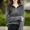 Women's Heavyweight 100% Wool High-Neck Half-Zip Sweater