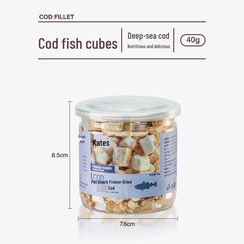 Freeze-Dried Cod Cubes for Dog Training & Cat Weight Gain - Enhances Fur Beauty