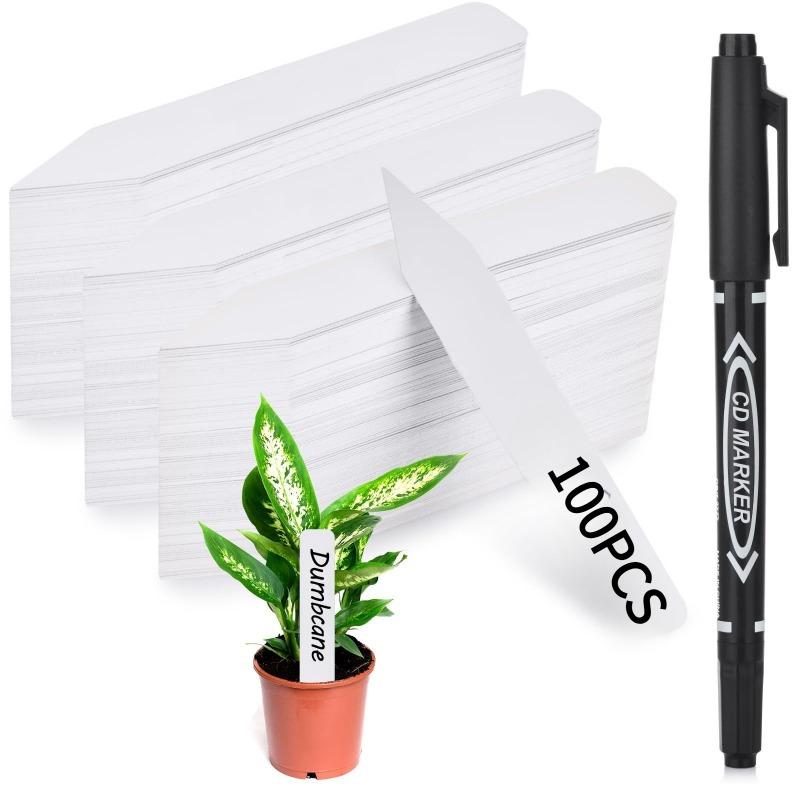 100PCS hot-selling plant label number plate garden green plant gardening succulent potted plant planting record card punching sign