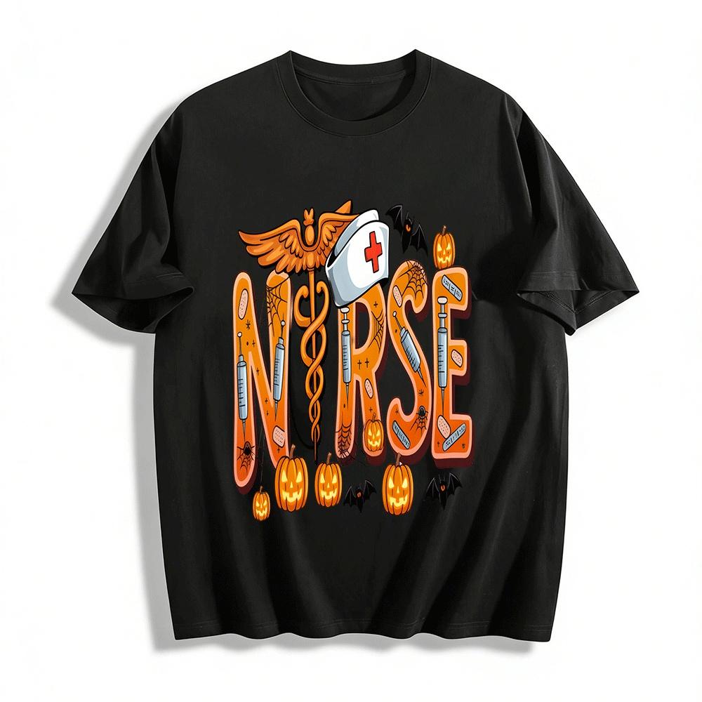 

Halloween Themed Nurse Fun Print Casual Top Pure cotton T-shirt XXS