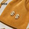 Compact Ear Studs 1 Pair Rhinestone Money Stud Earrings for Women, Glittering Shiny Hypoallergenic Sign Earrings, Jewelry Gift Teens Girls,