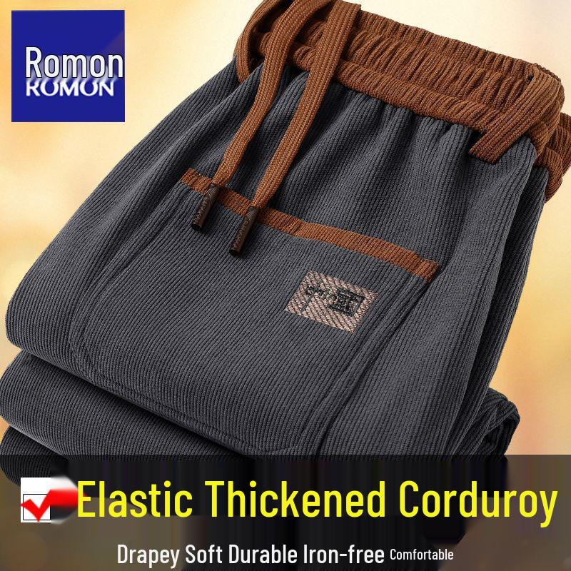 

Romon Men s Corduroy Fleece-Lined Casual Stretch Pants - Warm Autumn/Winter Sportswear. Default Option