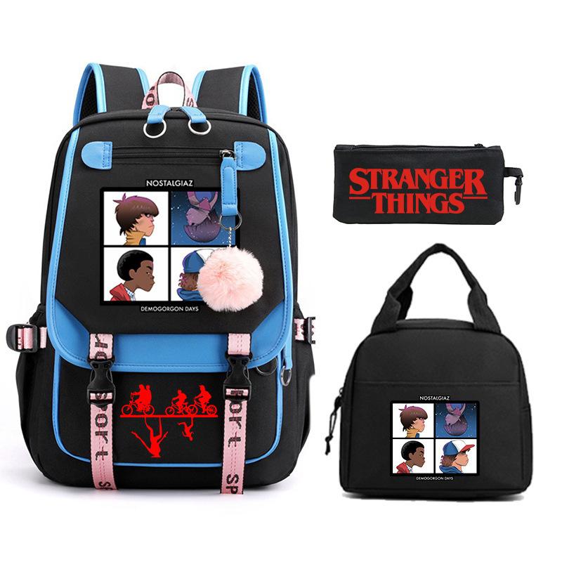 Trend Stranger Things Children'S Backpack Combination Three-Piece Male And Female Versatile Student School Bag