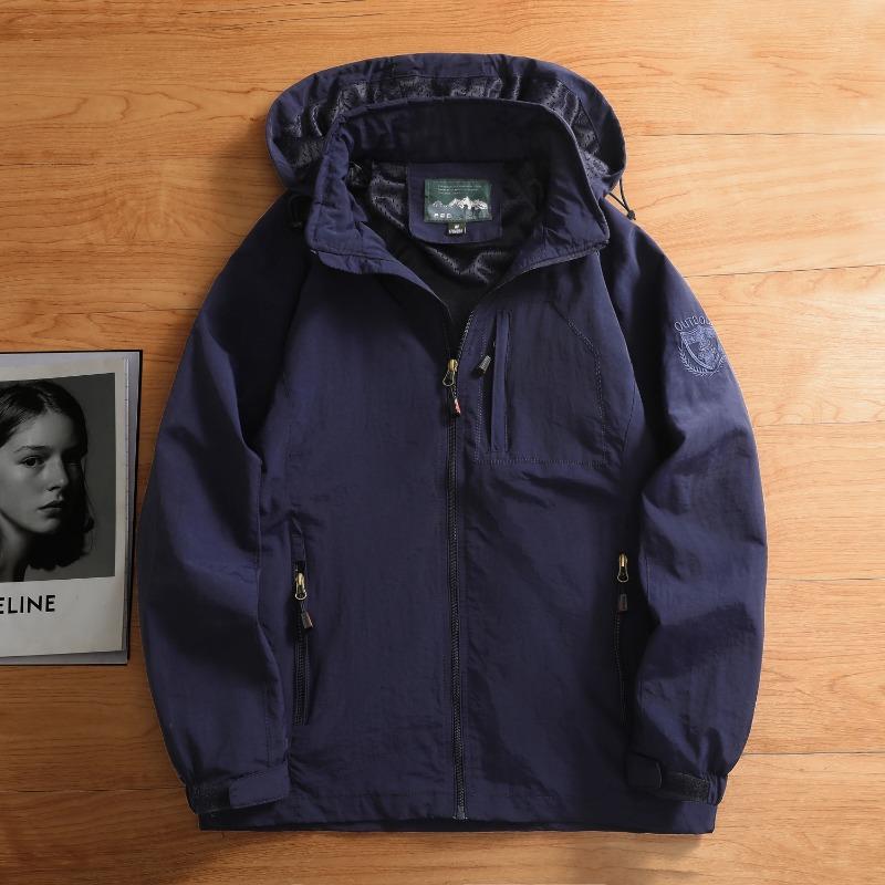 

Мужская уличная куртка для походов, спорта, отдыха, водонепроницаемая, ветрозащитная, с несколькими карманами, со съемным капюшоном, куртка, куртка L темно-синий