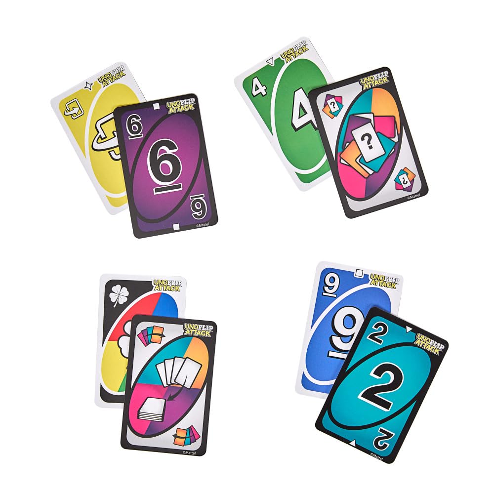 Mattel Games UNO Flip Attack Card Game for Kids and Adults - Family Night! Combines UNO Flip & Attack in one game