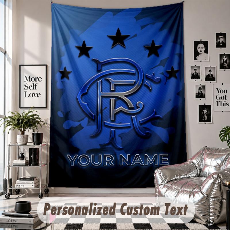 Custom Tapestry Wall Hanging, Rangers FC Personalized Name Text Home Wall Decor