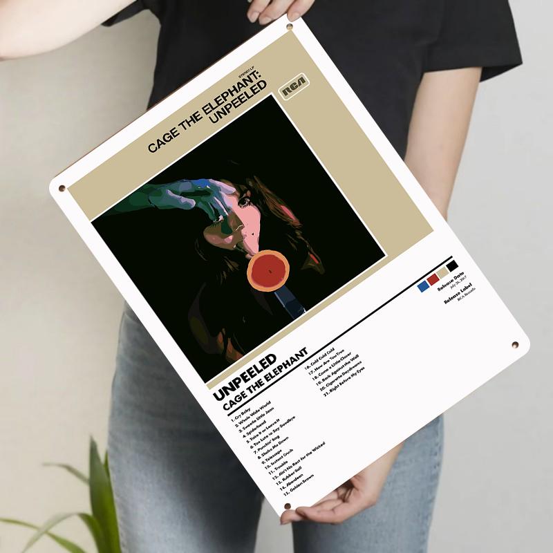 

Cage The Elephant Unpeeled Album Cover Art Metal Tin Sign Vintage Music Poster Decor for Home Bar 20x30cm（7.8x11.8inch）