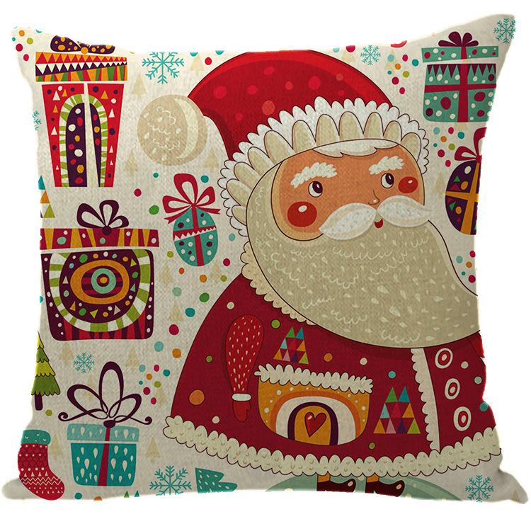 New Santa Claus Christmas Tree Printed Cushion Car Sofa Cushion Set Christmas Decoration