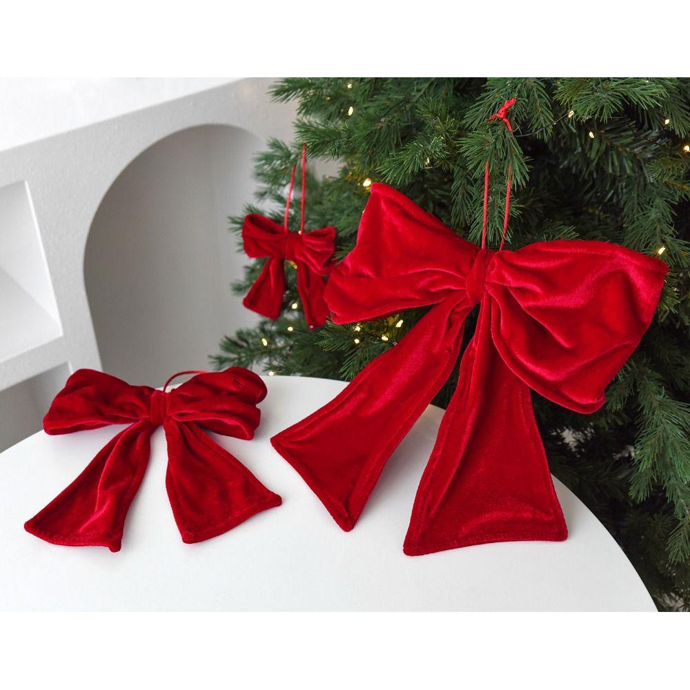 Neuer roter Schleifenanhänger verformbar Flanell Aufhängbarer Weihnachtsanhänger Große DIY Weihnachtsbaumdekorationen Frohe Weihnachten