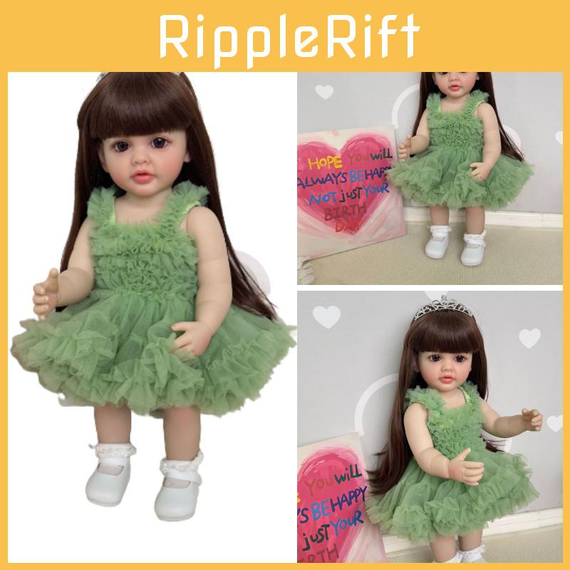 Npk 55cm Lebensechte Reborn-Puppe Betty Mit Braunen Haaren Und Cowboy-Overalls