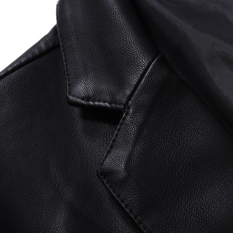 Locomotive leather jacket men's trend handsome British style new large lapel casual soft leather PU leather jacket