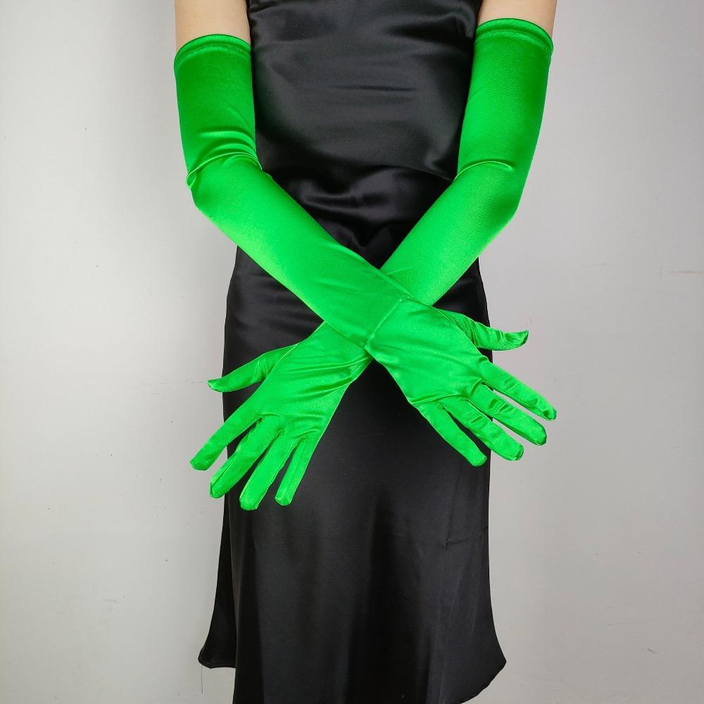 Neue Damen Elegante Lange Satinhandschuhe 55CM Elastisch Foto Partyhandschuhe Vintage Süßigkeitenfarbe Brautkleid Fäustlinge Damen