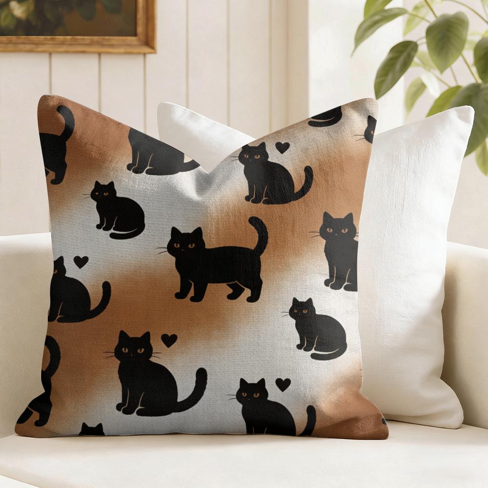Blackcat Cushion Cover Natural Linen Pillow Cover DoubleSided Print Cushion Cover for Sofa Home Decor
