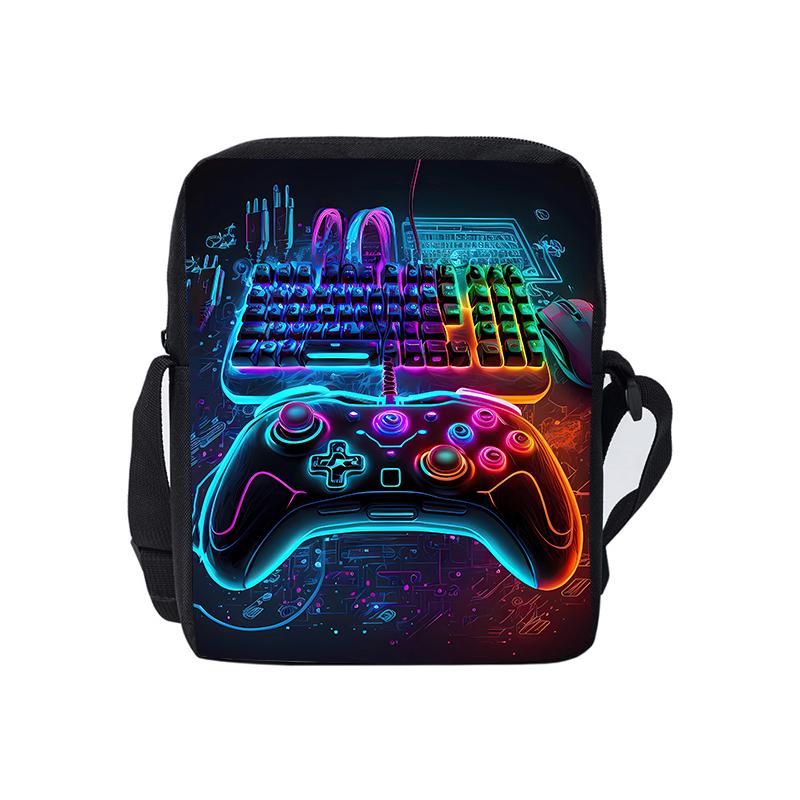 Borsa a Tracolla Singola Quotidiana con Design Gamepad per Bambino/Bambina Migliori Regali Borsa a Tracolla Casual Piatta 2D Cartoon