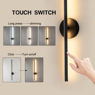 Touch Dimmable LED Wall Lighting Nordic 360° Rotatable Aluminum Sofa Background Corridor Wall Lamp 40cm/55cm/60cm/80cm/100cm