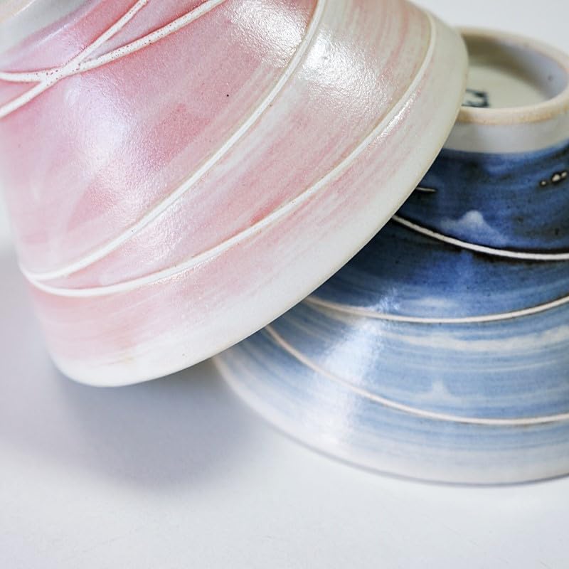 Hasami ware tea bowl pair Kunzan denim Couple tea rice rice made in gift set, kiln, bowls, bowls, bowls, Japan,