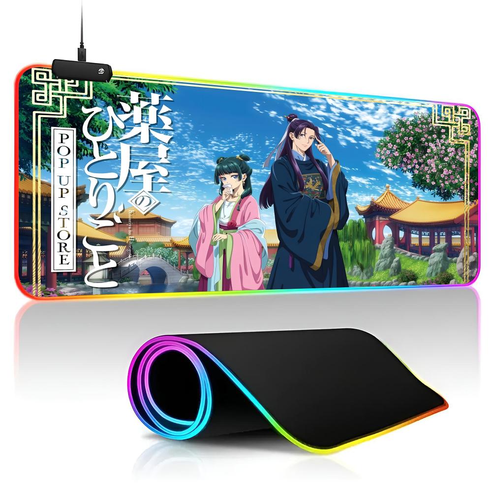 The Apothecary Diaries Mouse Pad game RPG 40x90cm Mouse Mat Gaming Mousepads LED Keyboard Mats Luminous Desk Pads Mouse Pad For