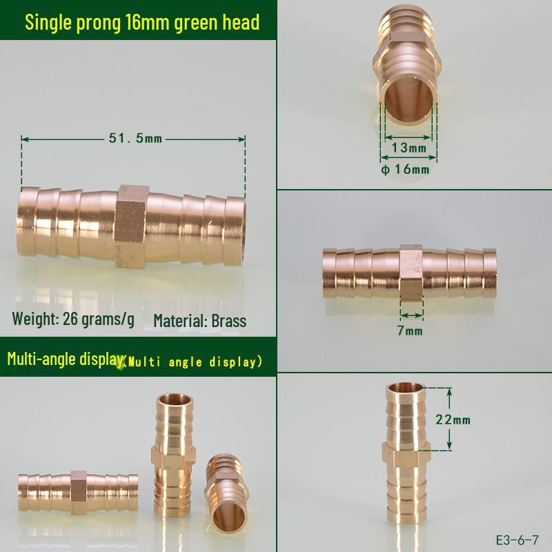 Brass Pagoda Head Insert for Gas Hose, Natural Gas Pipeline Connector 8/12, Pneumatic Fittings Inline Cross Tee