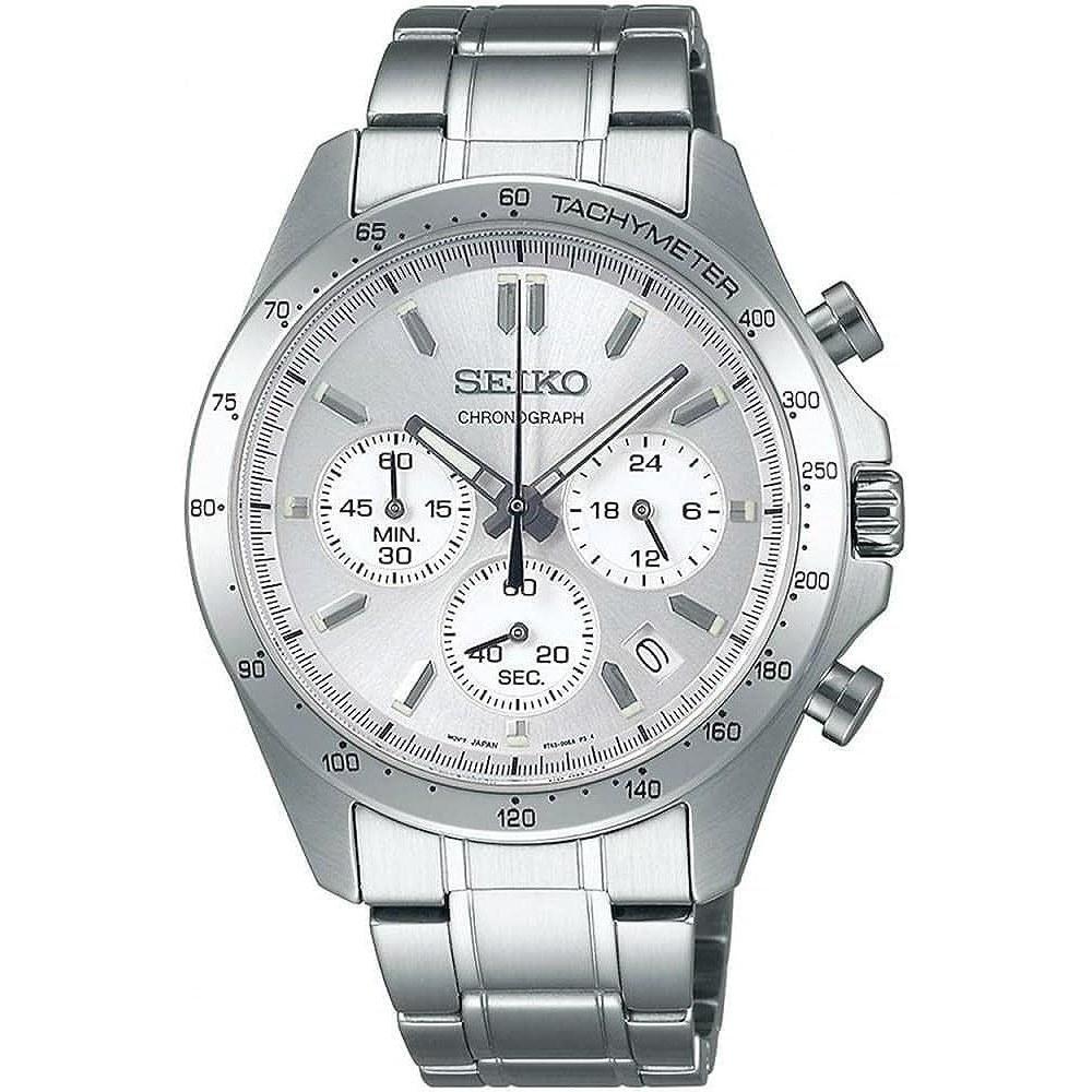 SEIKO Мужские кварцевые наручные часы с хронографом 1/5 секунды SBTR009 Серебристые