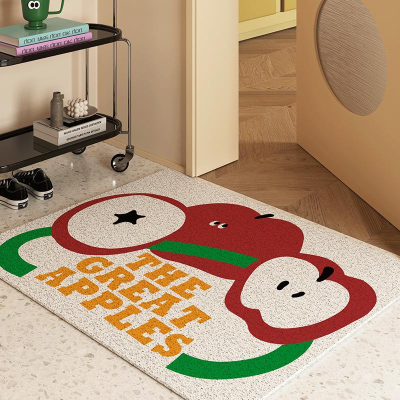 

Cartoon Apple Carpet Mat Rug Red Pink Fruit Design with The Great Apples Text Home Decoration Floor Mat Home Door Welcome Mat 40cmx60cm