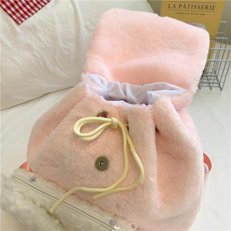 Ins mädchen süßer wind cartoon schulranzen niedliche stickerei kordelzug klappe große kapazität rucksack schülerin rucksack