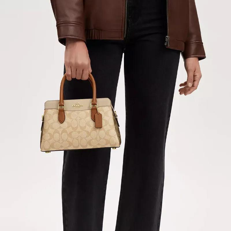 Coach Darcie Coated Canvas Leather Shoulder Bag , Crossbody Bag , Handbag Medium Women's Khaki (Unisex) Handbags CS553 IMWQ4