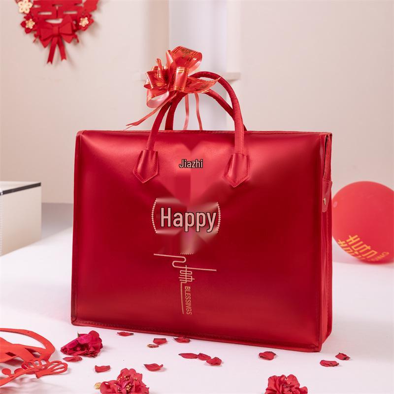 Bridal Dowry Tote: Red Wedding Storage Bag Set 42x50x12 cm