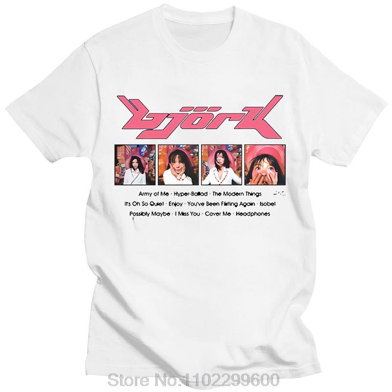 90s Vintage Bjork Music Album Print T Shirt Summer Short Sleeve Tshirt Unisexs Womens Oversized Tshirt Streetwear Unisex tees